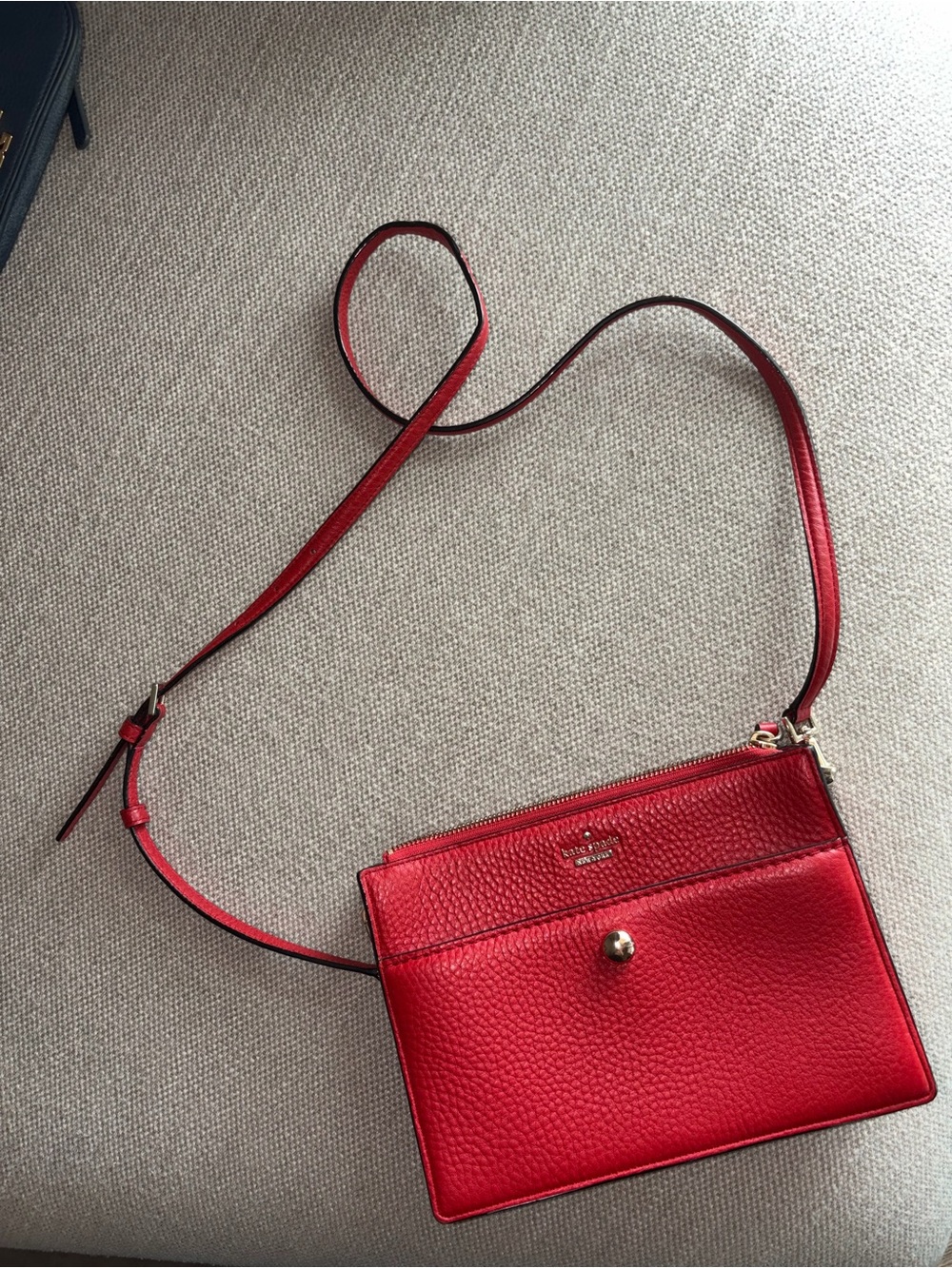 kate spade Red Pebbled Leather Crossbody Bag with Gold Hardware